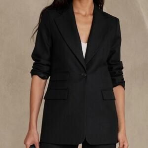 Banana Republie Lido Sculpted Italian‎ Wool Blazer Black Luxury Classy Size 8